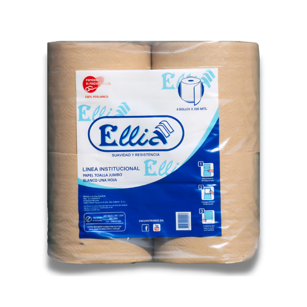 Papel Toalla Institucional Jumbo Ecologico 4 rollos x 200mts