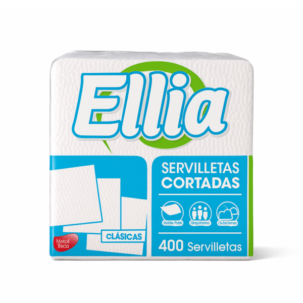 Servilletas Ellia Cortadas – Plancha x 6 Paquetes de 400 Hojas