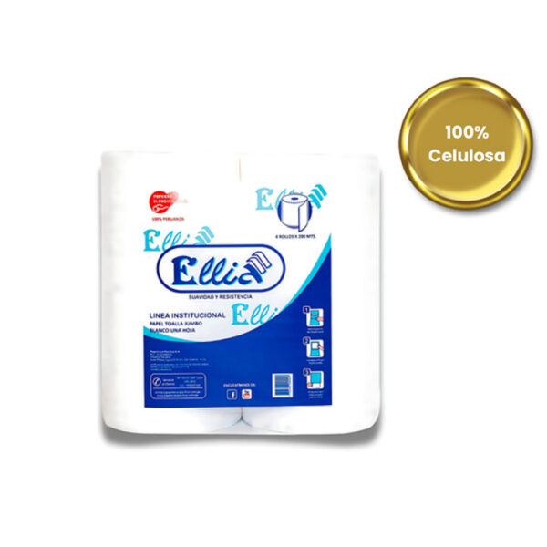 Papel Toalla Blanco Ellia 200 m x 4 rollos